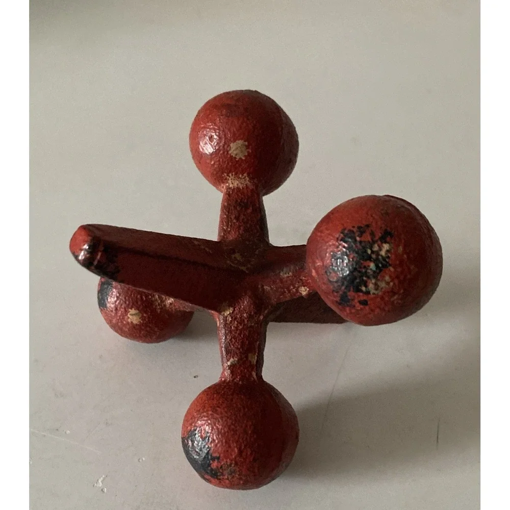 Cast Iron Red Jack Bookend Doorstop Heavy Duty Distressed Rusted Finish 5.5 in